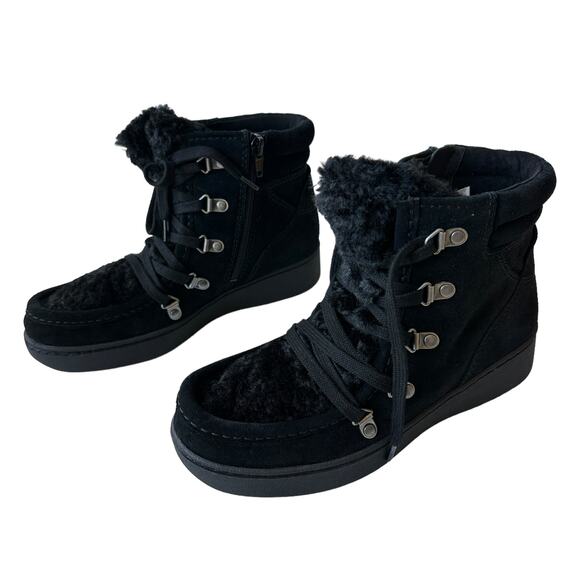 Zodiac Boots Pierson Black Suede Leather Hiking Boot Faux Fur Women's Size 6M - Picture 3 of 11